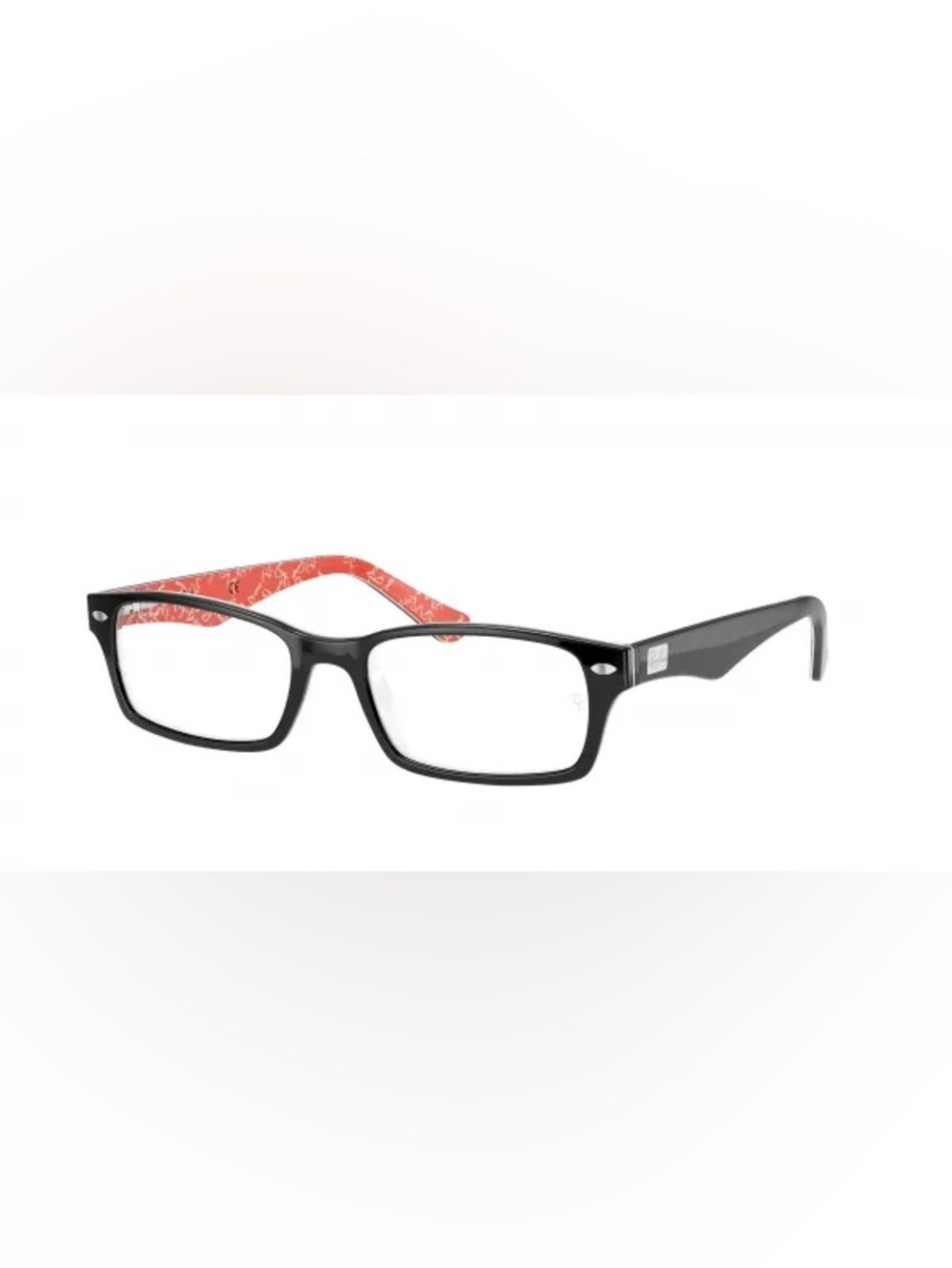 Ray-Ban Black Frame Glasses with Red Temple Accents